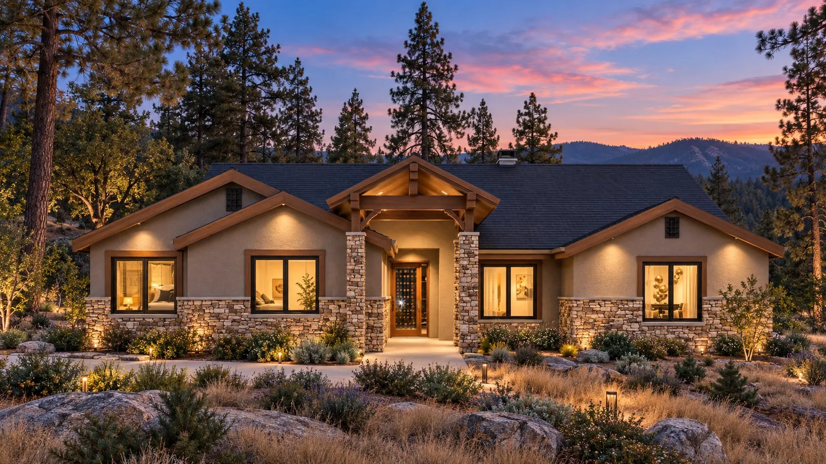The Alpine semi-custom home plan — 2,830 sq ft exterior rendering