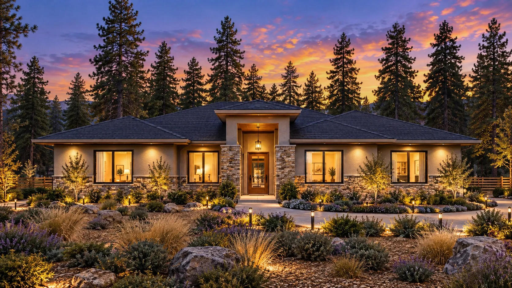 The Gold Run semi-custom home plan — 2,874 sq ft exterior rendering