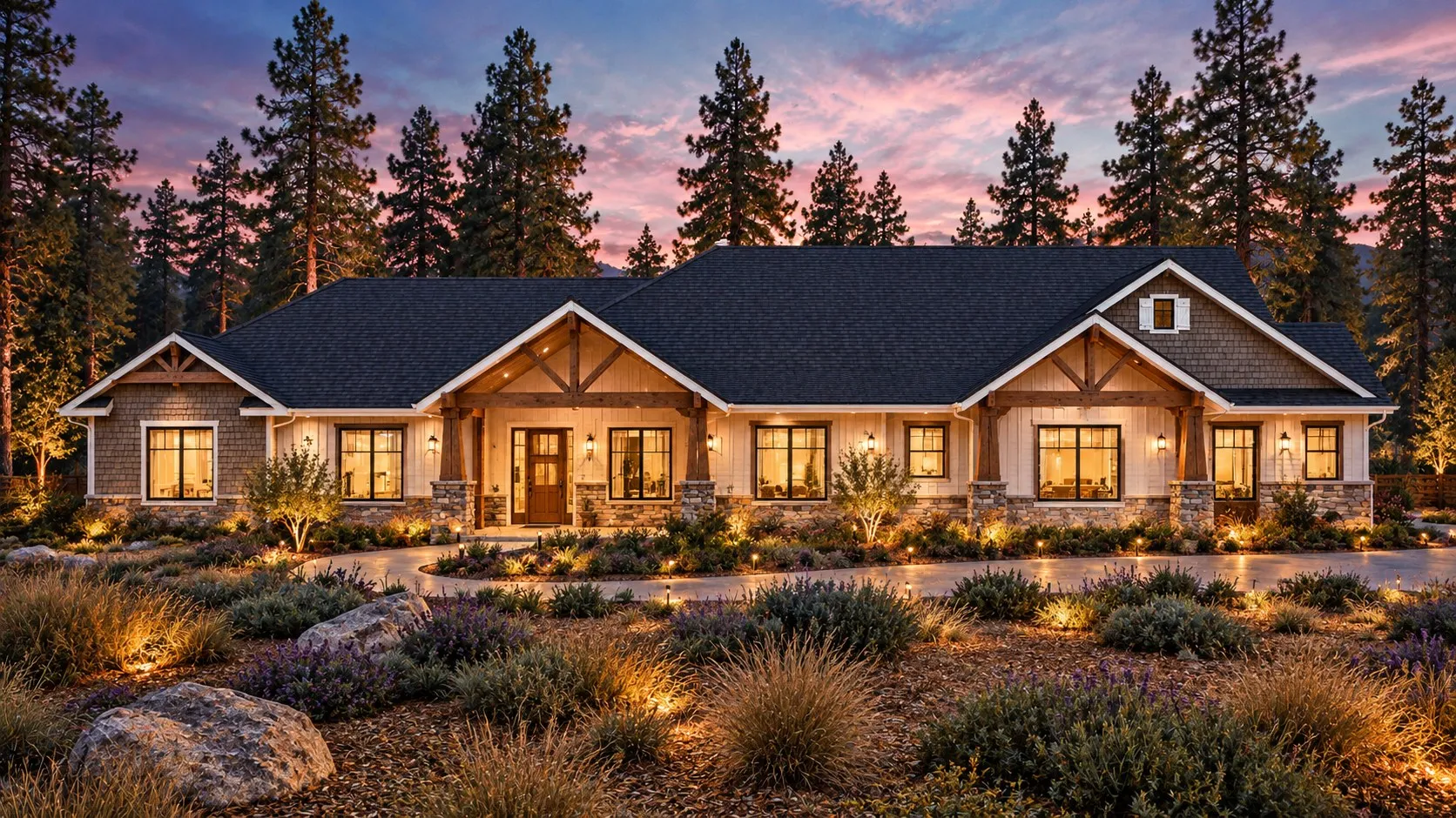 The Loomis semi-custom home plan — 3,240 sq ft exterior rendering
