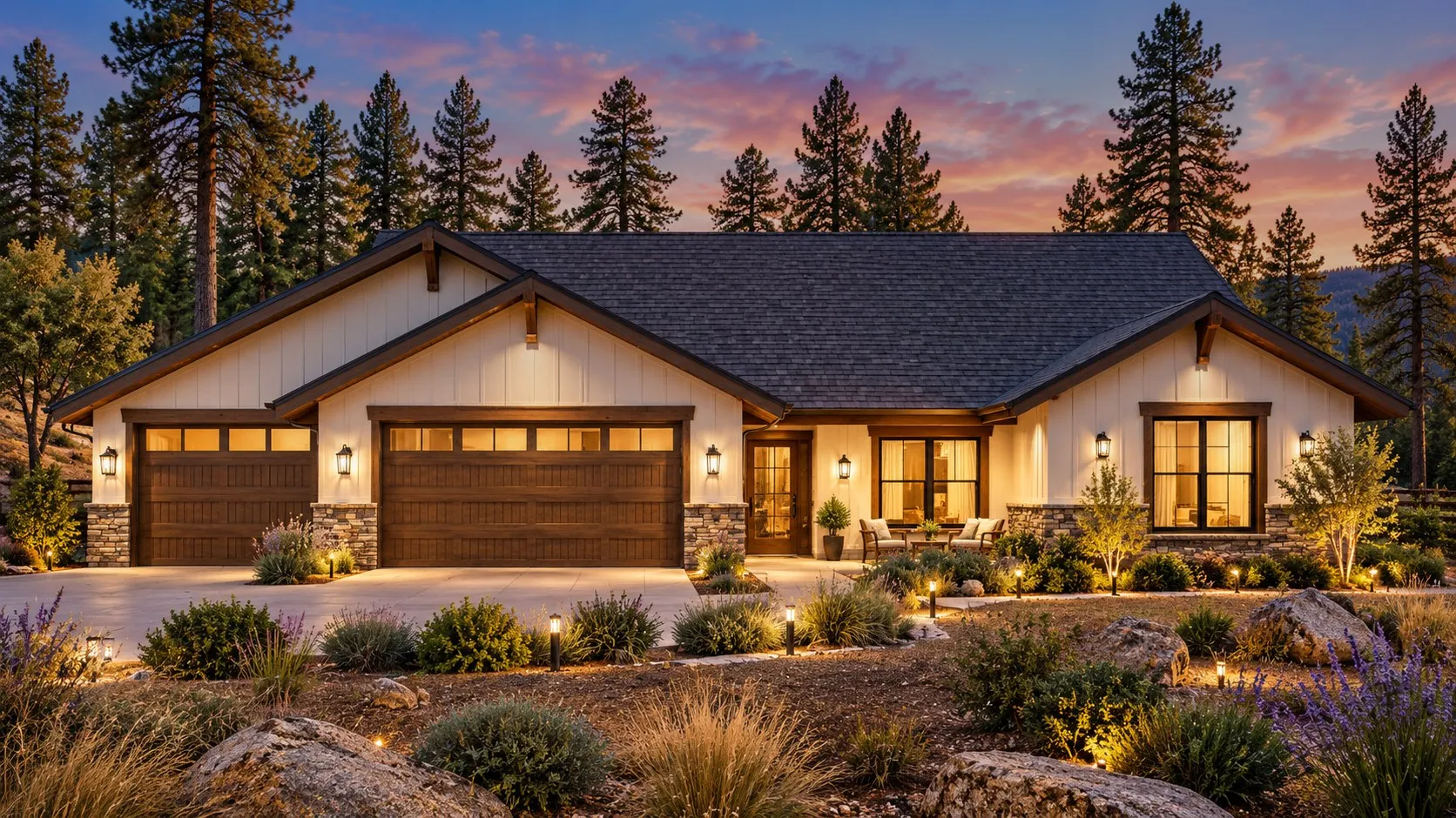 The Sierra semi-custom home plan — 2,594 sq ft exterior rendering